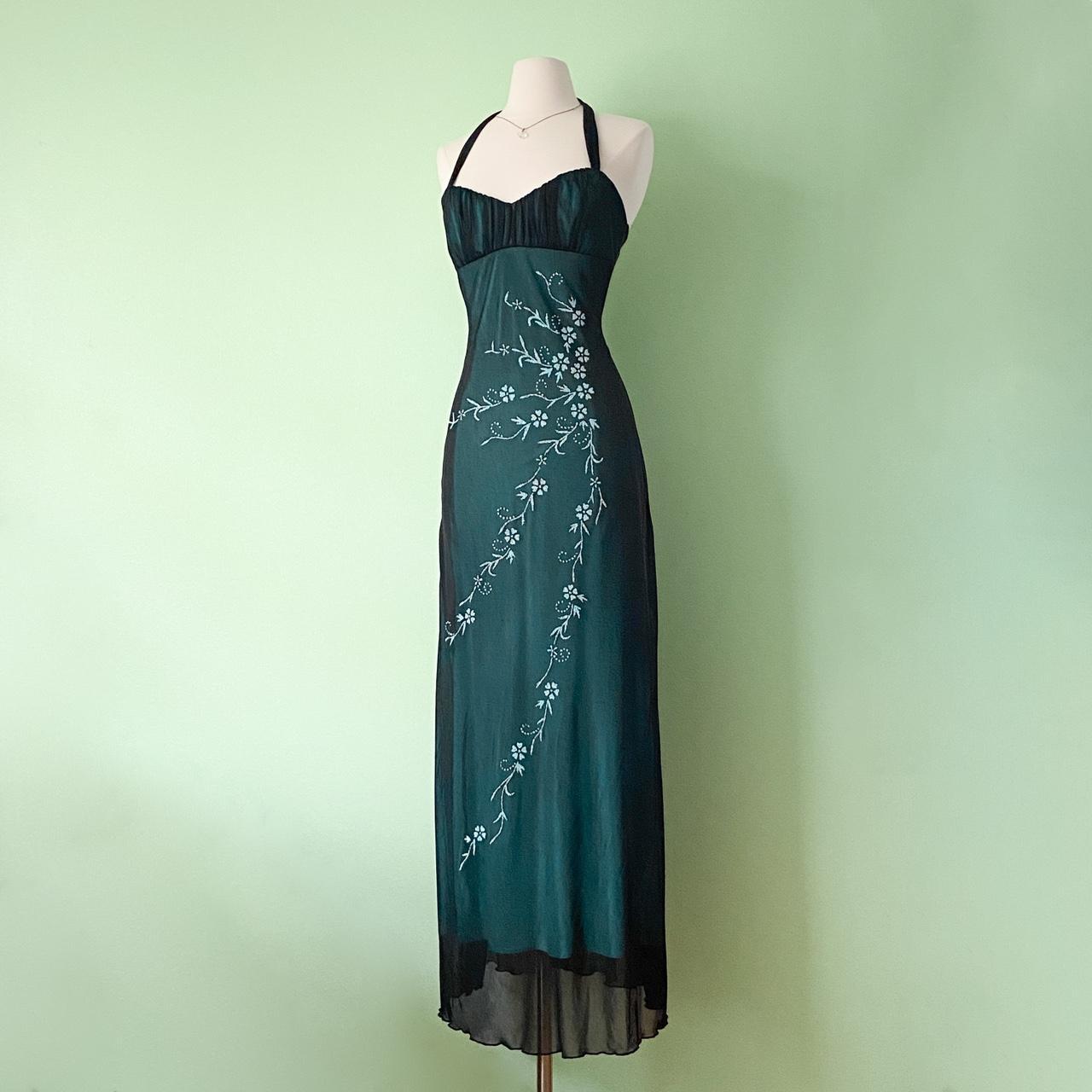 NiceVestidos--Green exquisite floral beaded long chiffon homecoming dress prom dress NV5653