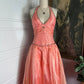 Pink Orange Shiny Retro Fashion Strapless V-Neck Exquisite Beading Long Elegant Tulle Satin Backless Ball Gown Evening Gown Party Dress nv3670