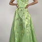 NiceVestidos-Green exquisite beaded long satin fairy gown ball gown y2k vintage dress nv5441