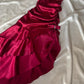 ❤️ Sparkling retro red dress with halter neckline short asymmetrical ruffle homecoming dress birthday party dress nv5386