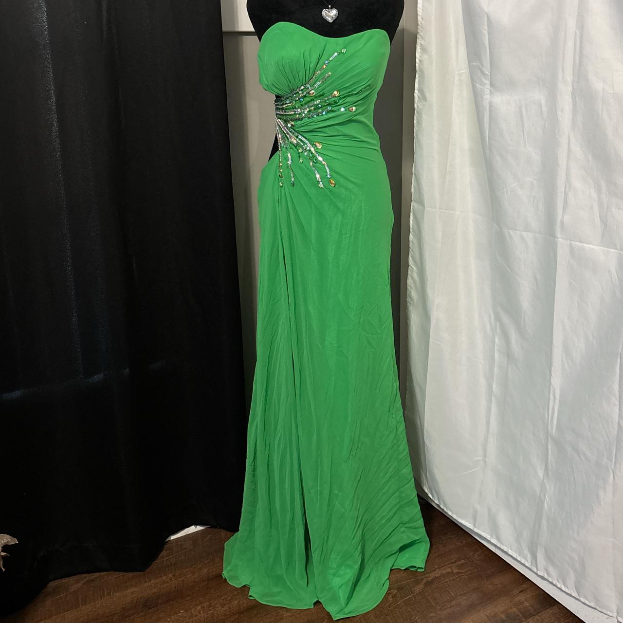 Green Beaded Off-Waist Long Chiffon Ball Gown Evening Gown Party Dress nv4603