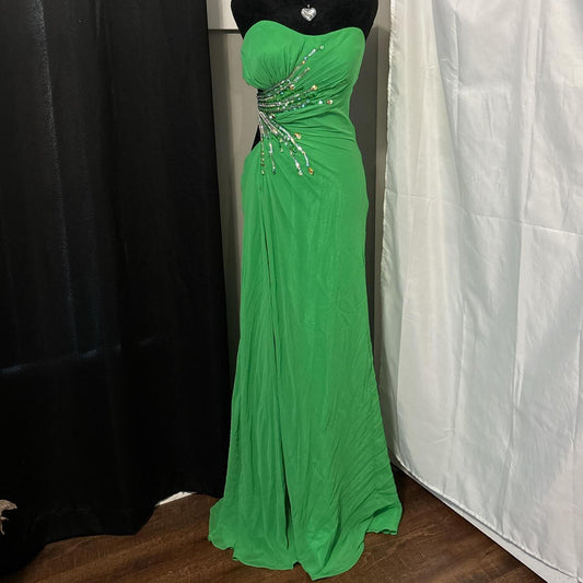 Green Beaded Off-Waist Long Chiffon Ball Gown Evening Gown Party Dress nv4603