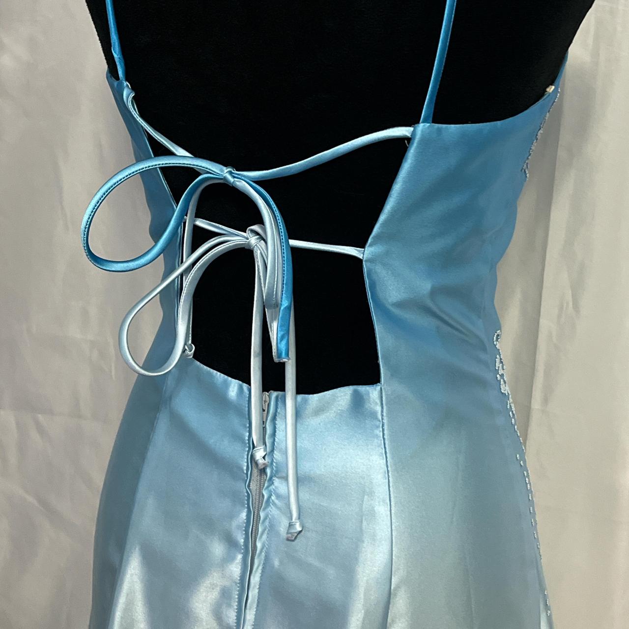 Blue Vintage Fashion Gradient Floral Beading Elegant Long Satin Party Dress Evening Gown Prom Dress nv4600