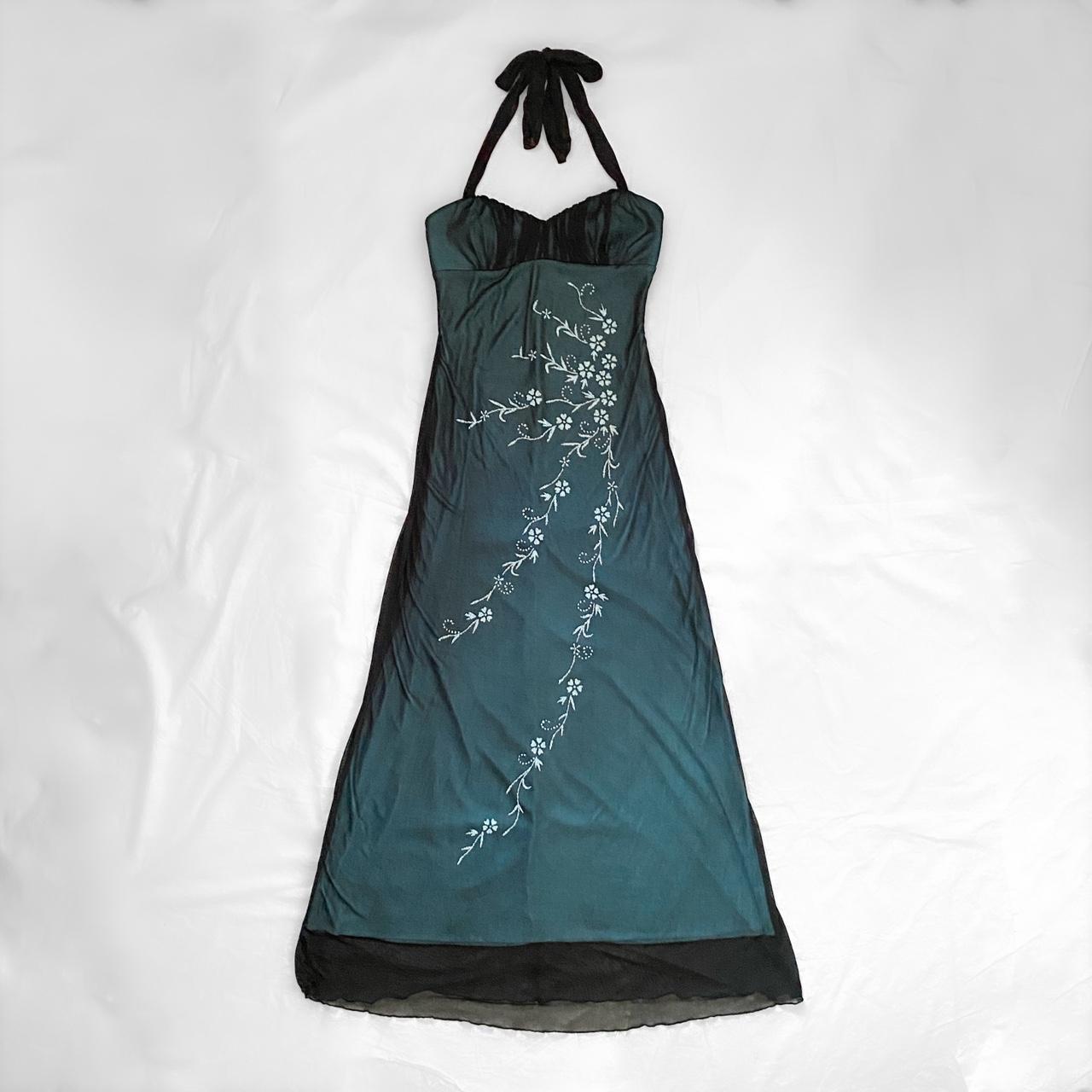 NiceVestidos--Green exquisite floral beaded long chiffon homecoming dress prom dress NV5653