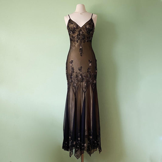 NiceVestidos--Brown vintage exquisite beaded long chiffon homecoming dress prom dress NV5655