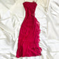 Dark pink elegant floral long chiffon birthday dress prom dress party dress homecoming dress nv4529