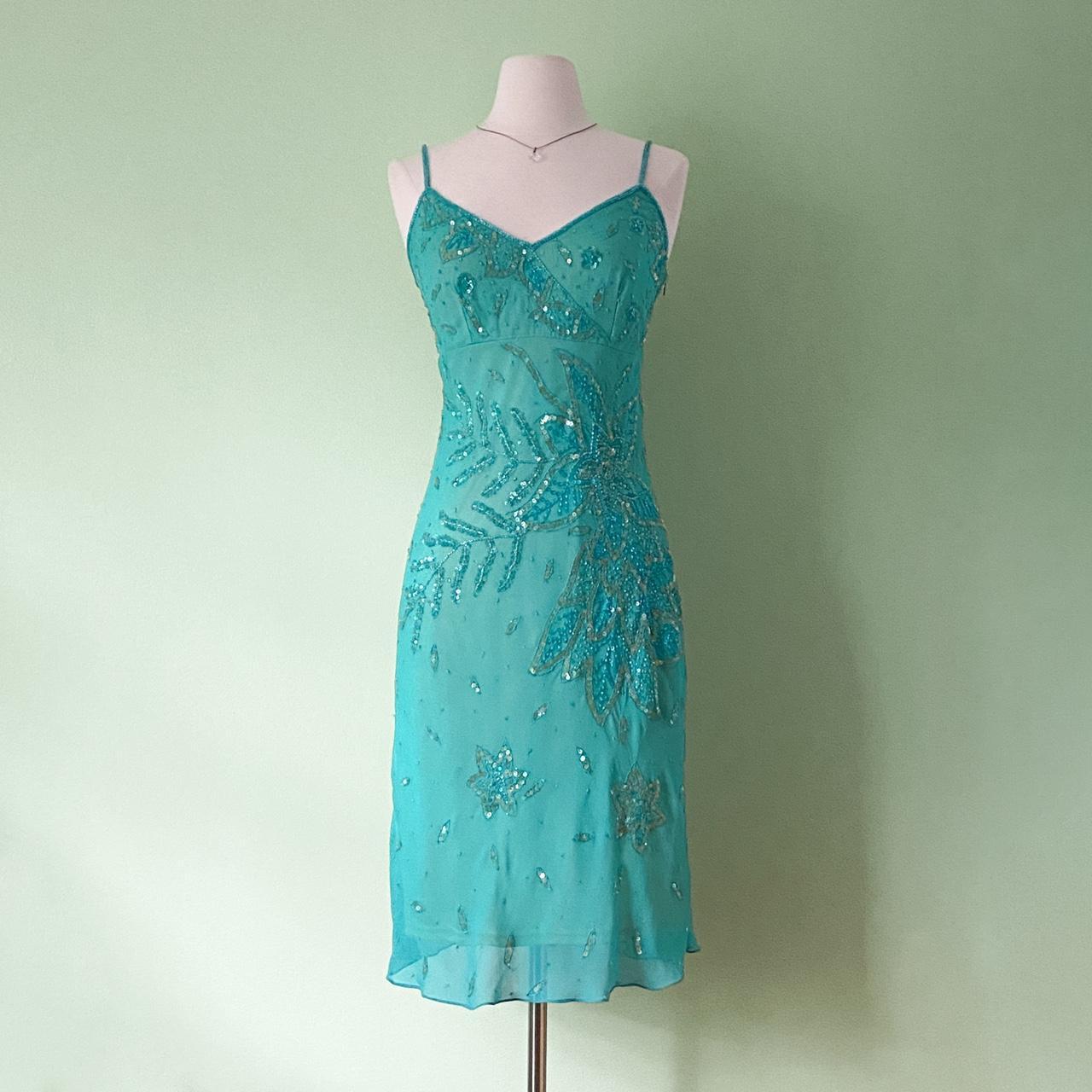 NiceVestidos--Blue delicate floral beaded short chiffon homecoming dress prom dress NV5652