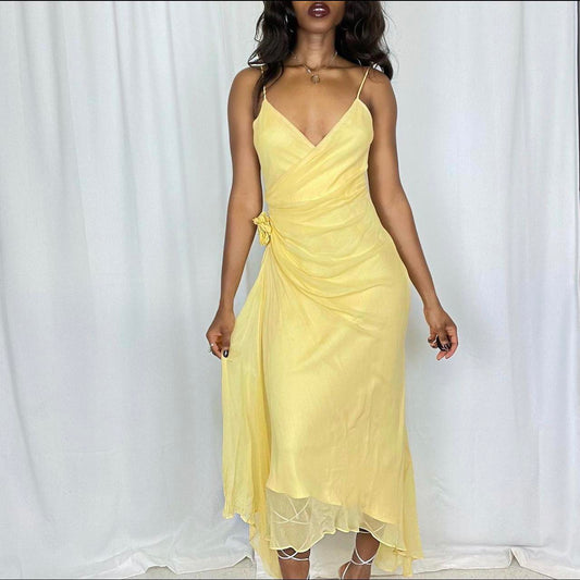 NiceVestidos--Yellow mid-length homecoming dress prom dress NV5691