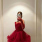 Red sexy long suspender tulle prom dress evening dress party dress nv2236