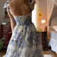 Beautiful floral print chiffon elegant long prom dress evening gown party dress nv37