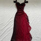 Red Gradient Shiny Elegant A-Line Long Chiffon prom dresses Evening Dress nv3407