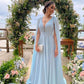 Light Sky Blue Chiffon A Line Prom Dresses With Streamer nv1722