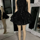 Black classic high neck sequin applique short homecoming dress birthday outfit party dress nv2028