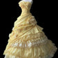 NiceVestidos--Yellow Floral Retro Heavy Handmade Flower Tube Top Pleated Multi-Layer Long Birthday Dress Wedding Dress Prom Dress NV5794