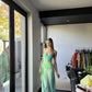 Mermaid Straps Ombre Green Floor Length Backless Prom Dress nv1715