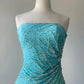 Blue exquisite beaded elegant off-shoulder mermaid slim long chiffon Prom Dress evening dress party dress nv4757