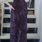 NiceVestidos--Prom Highlight Style Dark Purple Beaded Embroidery Spaghetti Strap Extra-Long Prom Dress NV5799