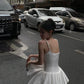 White Fashion Pearl Elegant Short Satin Homecoming Dress Prom Dress Party Dress nv4807