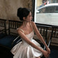 White Fashion Pearl Elegant Short Satin Homecoming Dress Prom Dress Party Dress nv4807