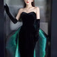 Black Sexy Elegant Off Shoulder Mermaid Long Velvet Ball Gown with Sleeves Evening Dress Party Dress nv2326