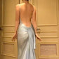 Silver White New Sexy Backless Mermaid Long Ball Gown Evening Gown Party Dress nv2970