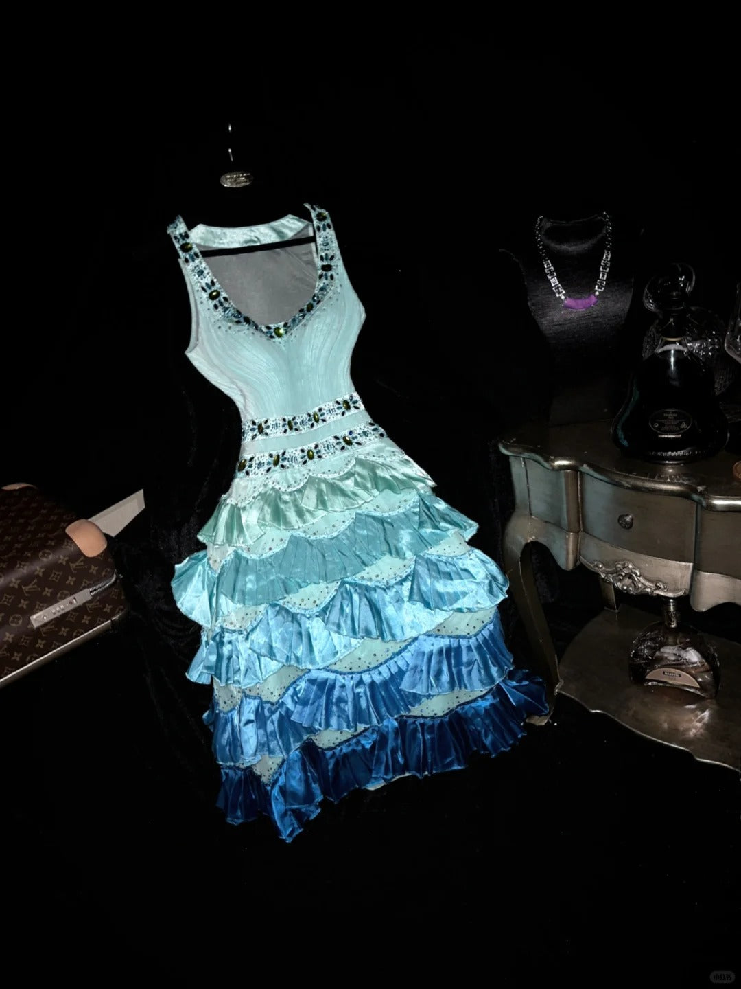 Blue gorgeous fashion homecoming dress short satin prom dress party dress nv4311