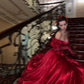 Beautiful elegant red off shoulder long satin A-line prom dress evening gown Christmas holiday party dress nv3066