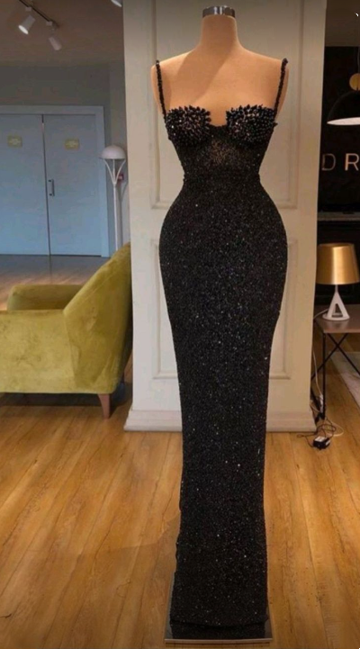 Black Shiny Fashion Sequin Beaded Long Prom Dress Evening Dress Party Dress nv2611