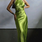 Green simple elegant sling slim long satin ball gown evening dress nv2659