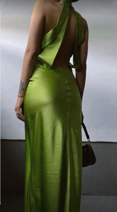 Green simple elegant sling slim long satin ball gown evening dress nv2659