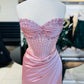 Pink Gorgeous Shiny Exquisite Beaded Long satin Slit Elegant Sexy Ball Gown Evening Dress Party Dress nv4146