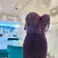Purple shiny fashion off-shoulder short sequin homecoming dress prom evening dress party dress nv1245