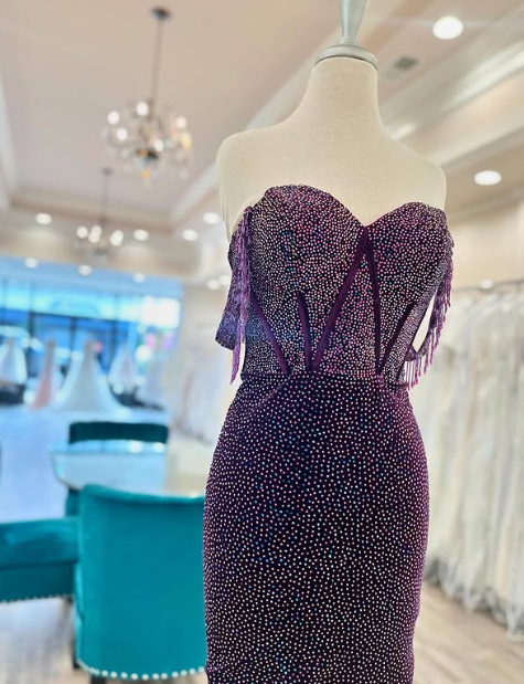 Purple shiny fashion off-shoulder short sequin homecoming dress prom evening dress party dress nv1245