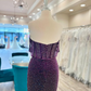 Purple shiny fashion off-shoulder short sequin homecoming dress prom evening dress party dress nv1245