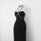 Black vintage elegant fashion long chiffon ball gown evening dress party dress nv3549