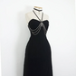 Black vintage elegant fashion long chiffon ball gown evening dress party dress nv3549