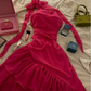 Red Fashion Elegant Floral Long chiffon Ruffle Ball Gown Evening Dress Party Dress nv3550