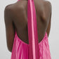 Pink/green V-neck low-cut long satin elegant ball gown, evening dress, wedding guest dress nv2976
