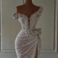 Silver Luxury Gorgeous Shiny Sequin Long Ball Gown Beaded Mermaid Off-shoulder Evening Gown Women Beauty Pageant Dress nv2751