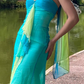 Blue green gradient fashion exquisite rhinestone long chiffon ball gown evening dress party dress nv4584