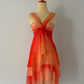 Orange gradient fashion short chiffon anti-homecoming dress travel holiday party dress nv4586