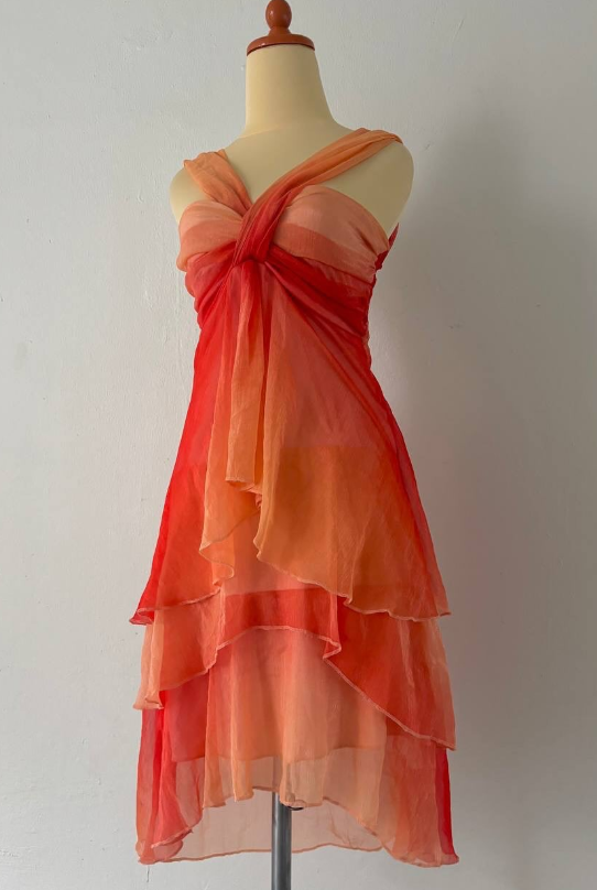 Orange gradient fashion short chiffon anti-homecoming dress travel holiday party dress nv4586