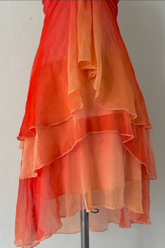 Orange gradient fashion short chiffon anti-homecoming dress travel holiday party dress nv4586