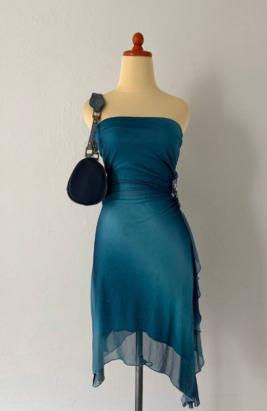 Blue rhinestone sparkling fashion short chiffon homecoming dress party dress nv4587
