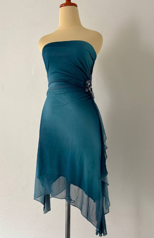 Blue rhinestone sparkling fashion short chiffon homecoming dress party dress nv4587