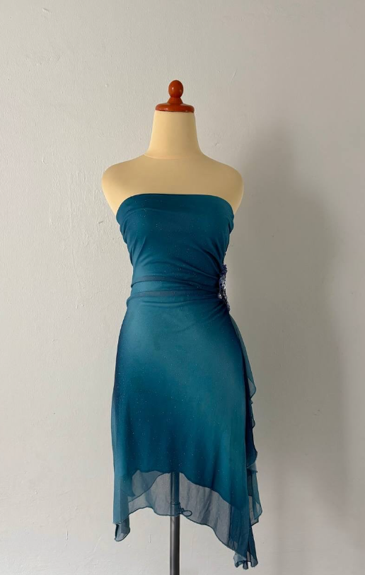 Blue rhinestone sparkling fashion short chiffon homecoming dress party dress nv4587