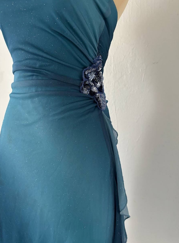 Blue rhinestone sparkling fashion short chiffon homecoming dress party dress nv4587