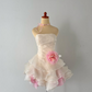 White pink floral elegant short chiffon party dress evening gown ball gown nv4597