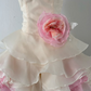 White pink floral elegant short chiffon party dress evening gown ball gown nv4597