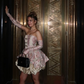 Pink vintage elegant cute short mini prom dress gold homecoming dress evening dress prom dress nv1870